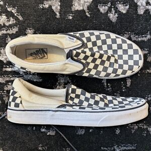 Vans Men's Checkered Slip-On Sneakers - Black and White